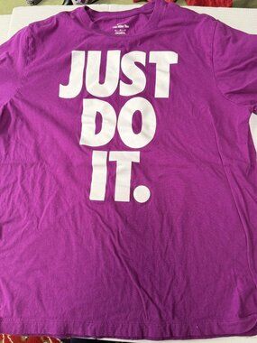 Nike SS T-Shirt Women's XL Purple Just Do It Logo Cotton Casual Crew Neck